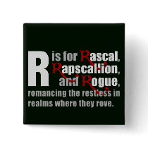 R is for Rascal Square Black Magnet buttons