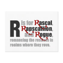 R is for Rascal White Postcard