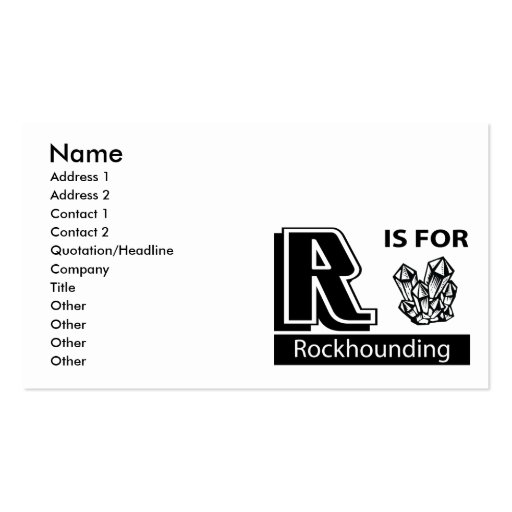 R Is For Rockhounding Business Card