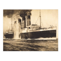 R.M.S. Lusitania golpeado por los torpedos de la c Postal