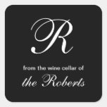 R Monogram From the Wine Cellar of Square Labels Square Stickers