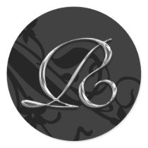 R Monogram Letter Wedding Envelope Seal Sticker