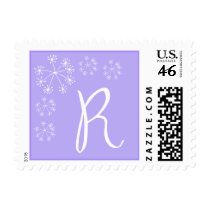 R Monogram (Violet Purple Dill Flower) Postage