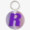 R purple monogram keychains