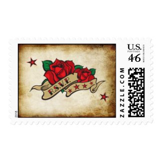 R.S.V.P. Rose Urban Tattoo Theme Wedding Postage S stamp
