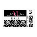 R.S.V.P. Wedding Monogram Names Damask Postage
