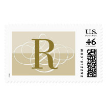 R Two Toned Classic Wedding Monogram Postage Stamps