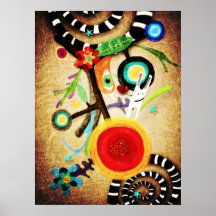 Rabbit and Bird Poppies Poster
