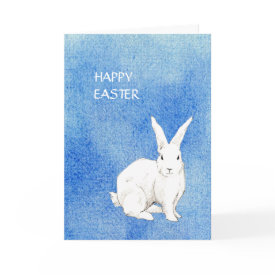 Rabbit Blue Easter Card