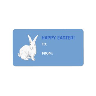 Rabbit blue Easter Gift Tag Label label