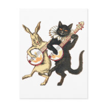 Rabbit & Cat Postcard postcards