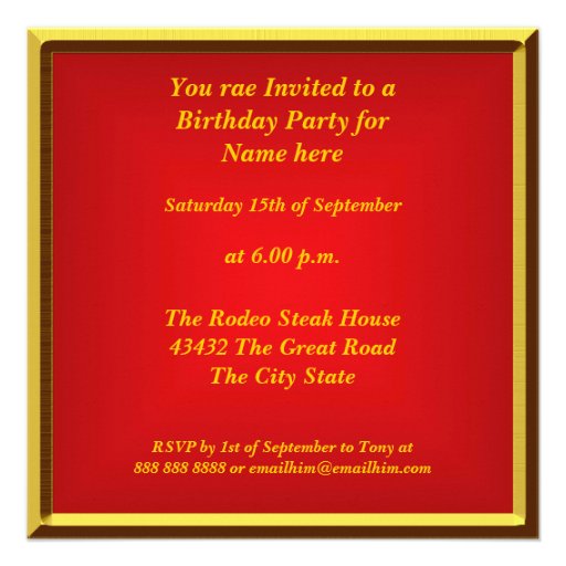 Rabbit Chinese Symbol  Red Gold Frame Invitations