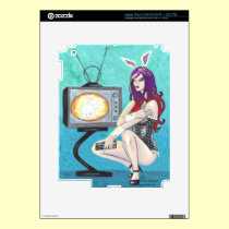 Rabbit Ears bunny TV Pin Up Fantasy art iPad skin skins
