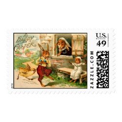 Rabbit Easter Family with Chick Stamp