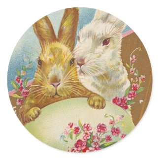 Rabbit Easter Greetings Vintage sticker