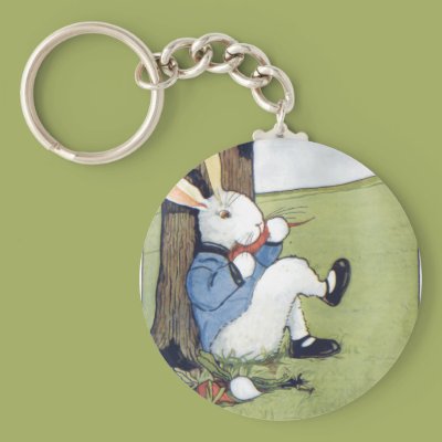 Rabbit Eating a Carrot Key Chains Zazzle_keychain