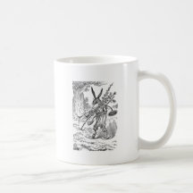 Rabbit Gardener with Shovel & Uprooted Plants Coffee Mugs