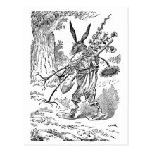 Rabbit Gardener with Shovel & Uprooted Plants Post Card