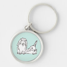 Rabbit Illustration keyring Key Chains