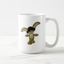rabbit in black hat coffee mug