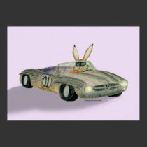 Rabbit in Racing Car Poster posters