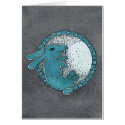 Rabbit in the Moon Greeting Card (blue)