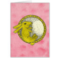 Rabbit in the Moon Greeting Card (Pink and Yellow)