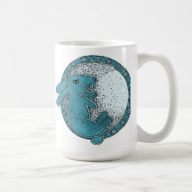 Rabbit in the Moon Mug (blue)
