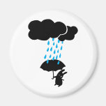Rabbit in the rain fridge magnet