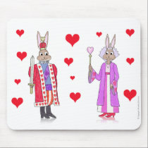 Rabbit King and Queen of Hearts mousepads