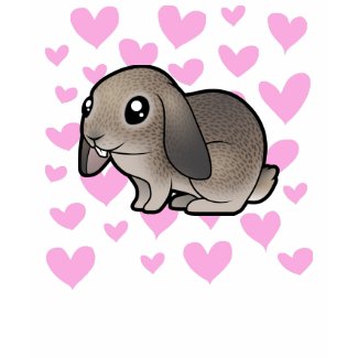 Cartoon Lop Ear Rabbit Love Hearts T-Shirt