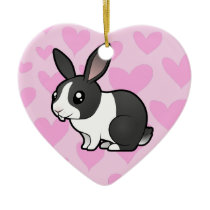 Rabbit Love (uppy ear smooth hair) Christmas Tree Ornament