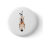 Rabbit on a chair pinback button