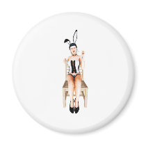 Rabbit on a chair fridge magnets