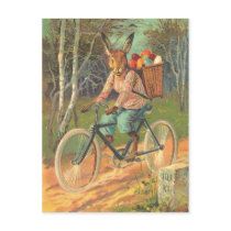 Rabbit on his bicycle delivering eggs ! postcards by MyOtherPlanet Rabbit on his bicycle delivering eggs ! postcards
