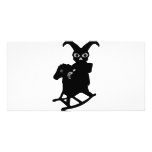 rabbit on rocking horse icon photo greeting card
