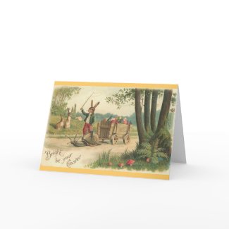 Rabbit on the Trial with his Snail Easter Card card