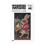Rabbit Painting Chick Vintage Easter Postage Stamp