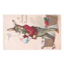 Rabbit Painting Easter Eggs Vintage Rectangular Stickers