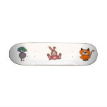 rabbit, peacock, kitty skateboard deck