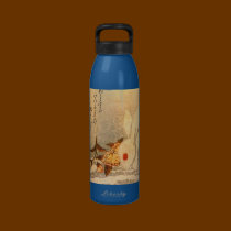 Rabbit Playing in the Snow by Hokushu water bottles