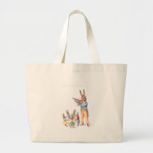 Rabbit Playing Violin Vintage Easter Card Tote Bag