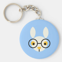 Rabbit Rabbits Bunny Head Cute Glasses Cartoon Keychains