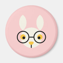 Rabbit Rabbits Bunny Head Cute Glasses Cartoon Fridge Magnets