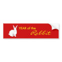 Rabbit red Chinese New Year Bumper Sticker bumper stickers