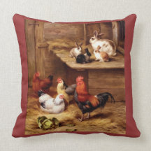 Rabbit rooster hens chicken pillow