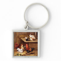 Rabbit rooster hens farm animals bunnies key chain