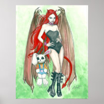 artsprojekt, devilgirl, demon, art, james, adams, goth, gothic, bunny, wings, Poster with custom graphic design