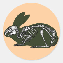 rabbit skeleton round stickers
