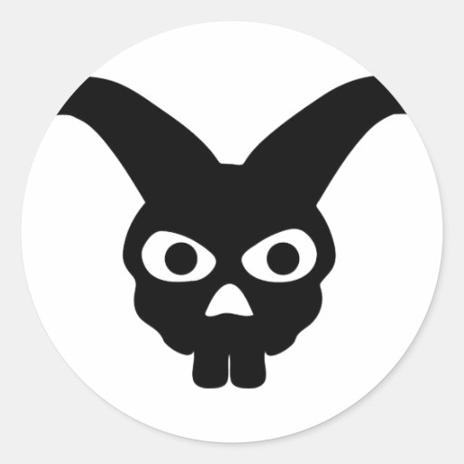rabbit skull symbol classic round sticker Zazzle